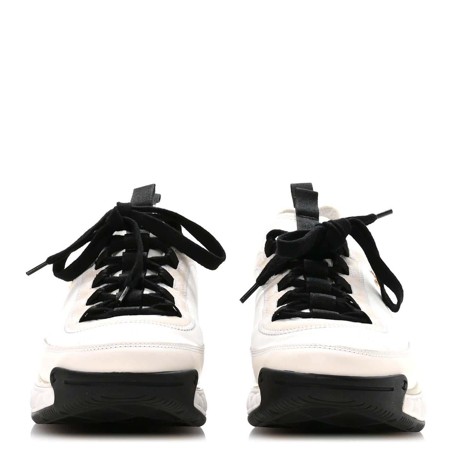 Velvet Calfskin Mixed Fibers CC Sneakers 40 Ivory Black