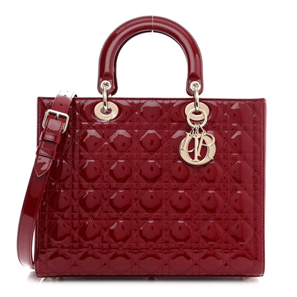 Christian Dior CHRISTIAN DIOR Patent Cannage Large Lady Dior Red 1 of 11