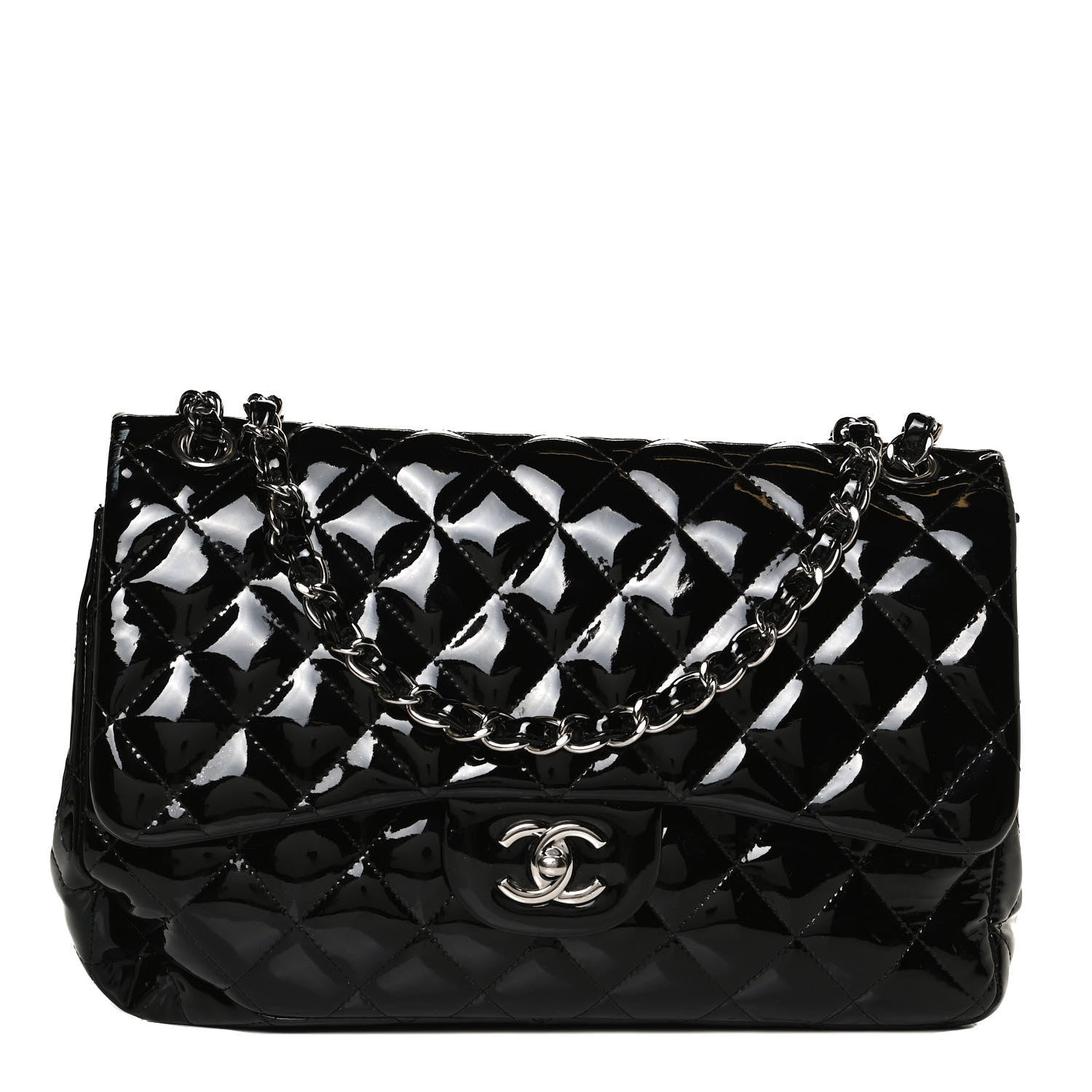 Chanel Patent Quilted Jumbo Double Flap Black 1 of 9