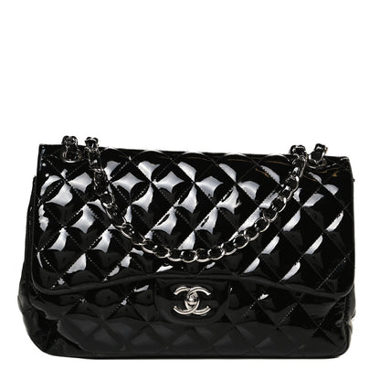 Chanel Patent Quilted Jumbo Double Flap Black 1 of 9