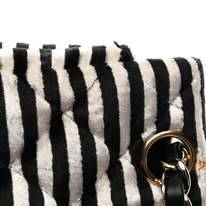 Chanel Velvet Quilted Striped Medium Single Flap Black White 11 of 11