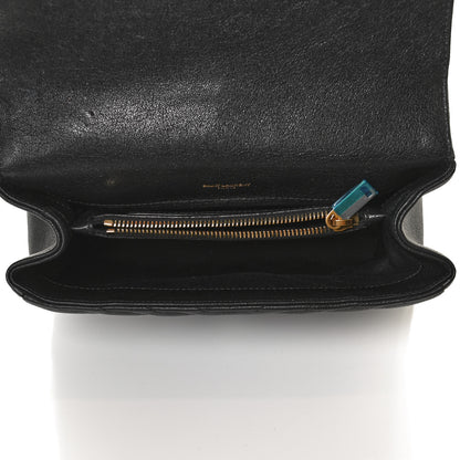 Saint Laurent Sheepskin Matelasse Chevron Monogram Medium College Bag Black 5 of 12