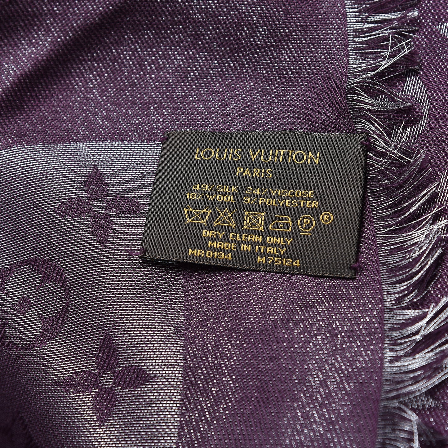 Silk Lurex Wool Monogram Shine Shawl Amarante