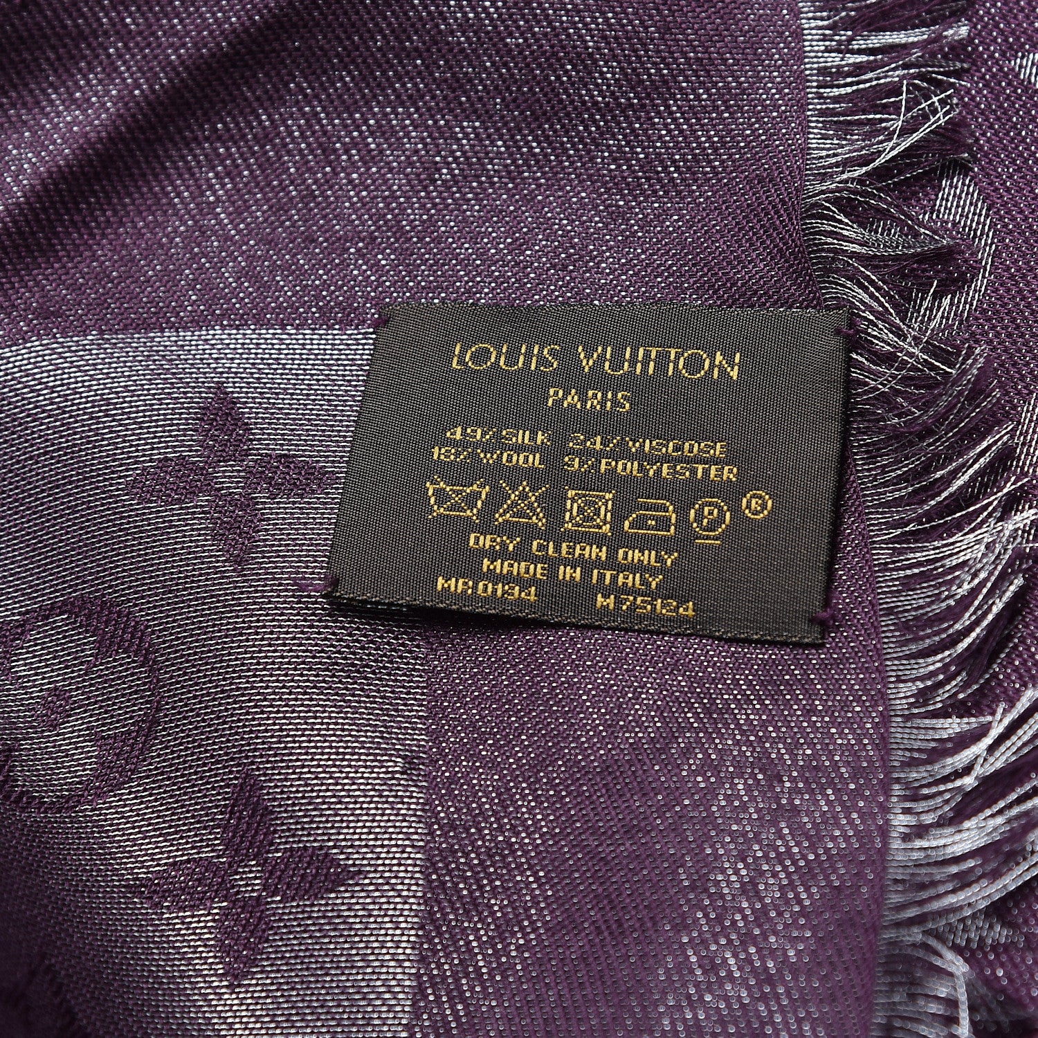 Louis Vuitton Silk Lurex Wool Monogram Shine Shawl Amarante 4 of 5