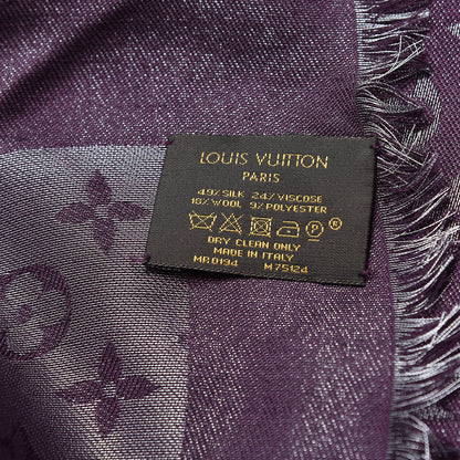 Louis Vuitton Silk Lurex Wool Monogram Shine Shawl Amarante 4 of 5