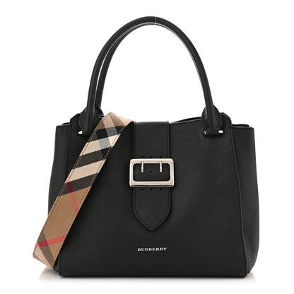 Burberry Soft Grain Calfskin Medium Buckle Tote Black 1 of 16