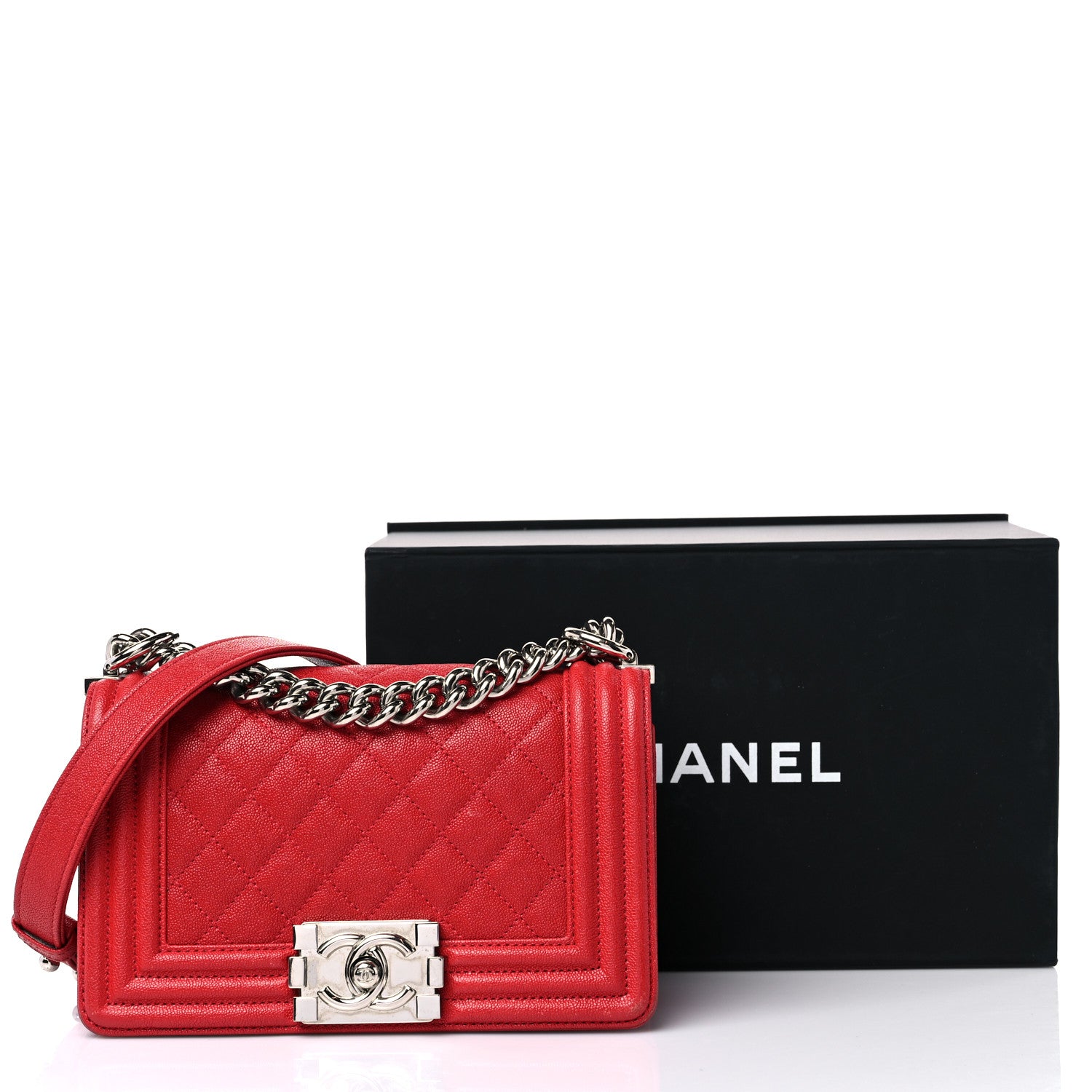 Chanel Caviar Quilted Small Boy Flap Dark Red 16 of 16