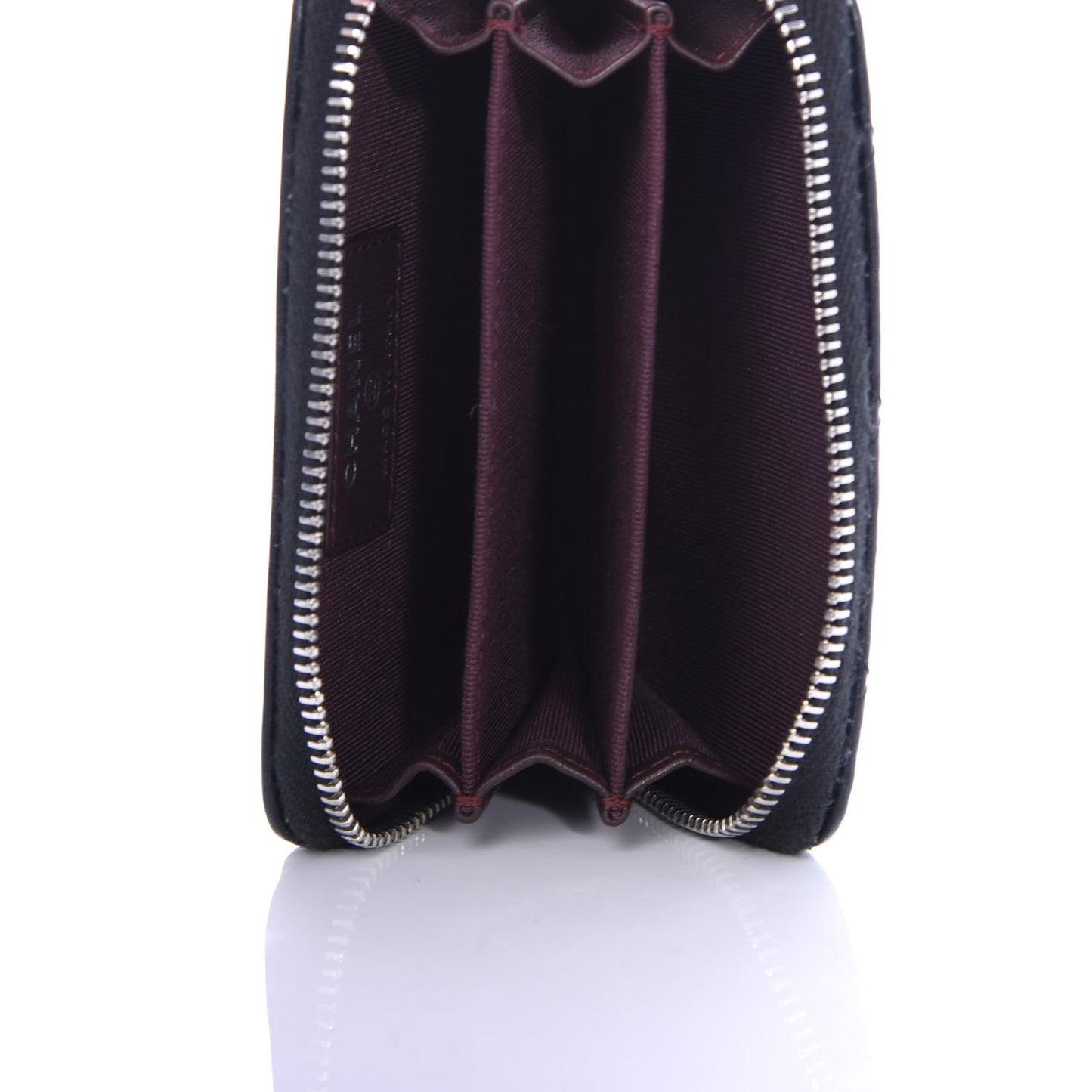 Lambskin Quilted Zip Coin Purse Black