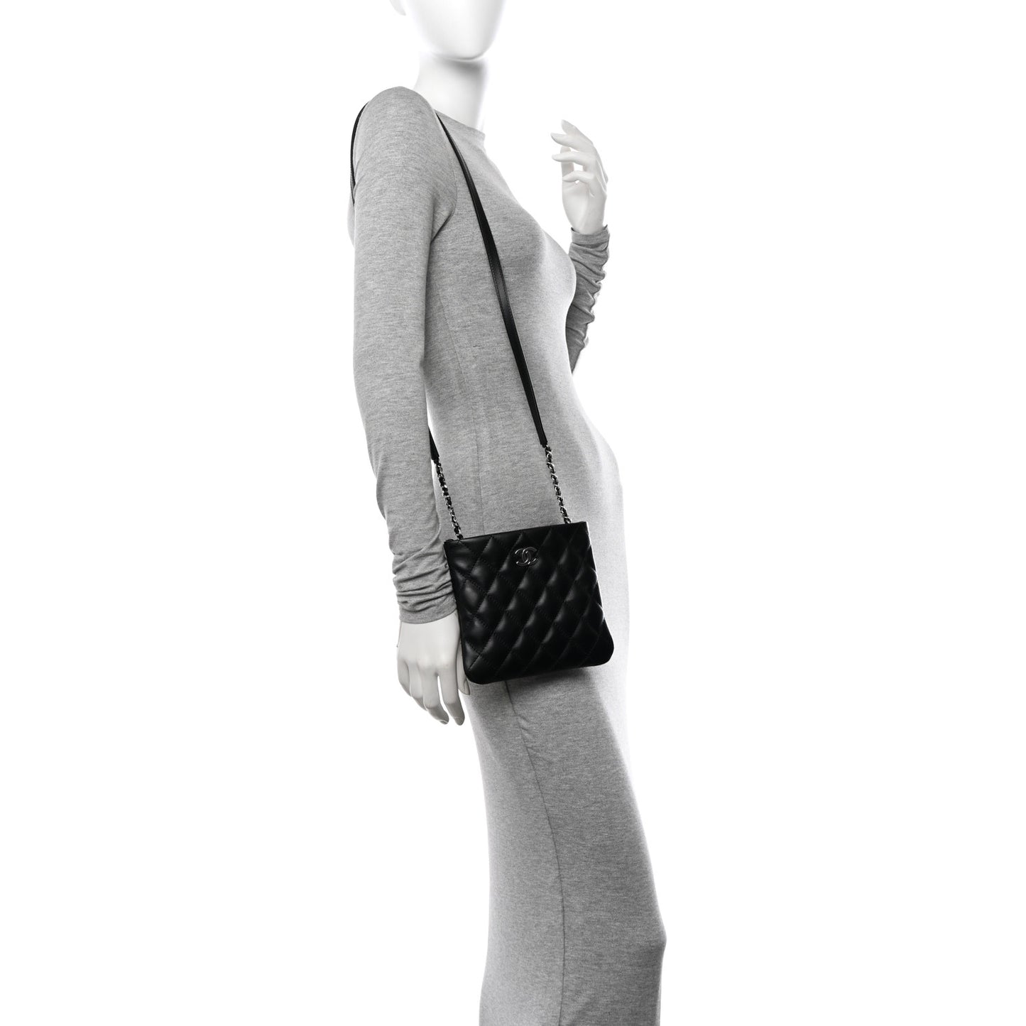 Lambskin Quilted Crossbody Bag Black