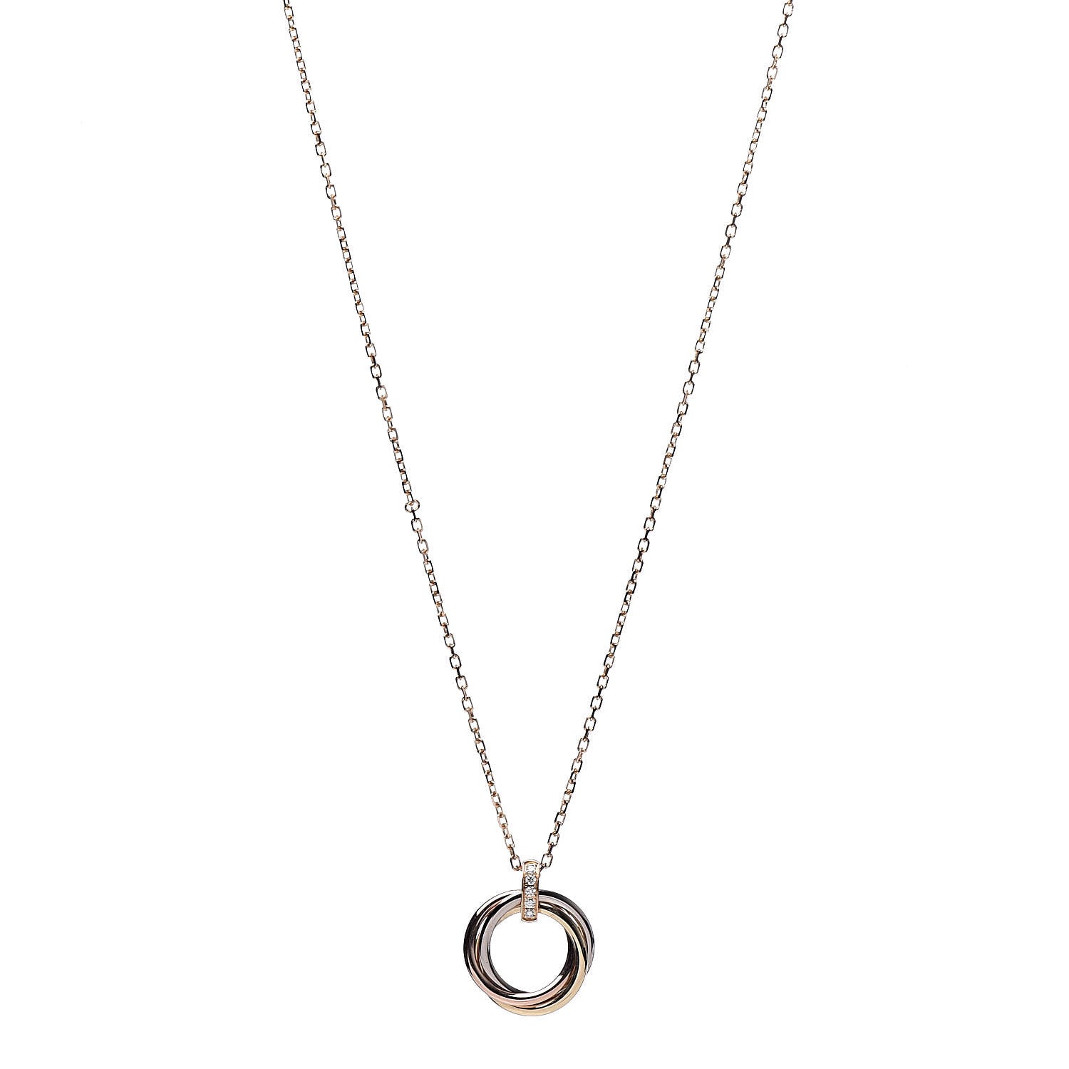 Cartier 18K Pink White Yellow Gold Diamond Trinity Pendant Necklace 1 of 6