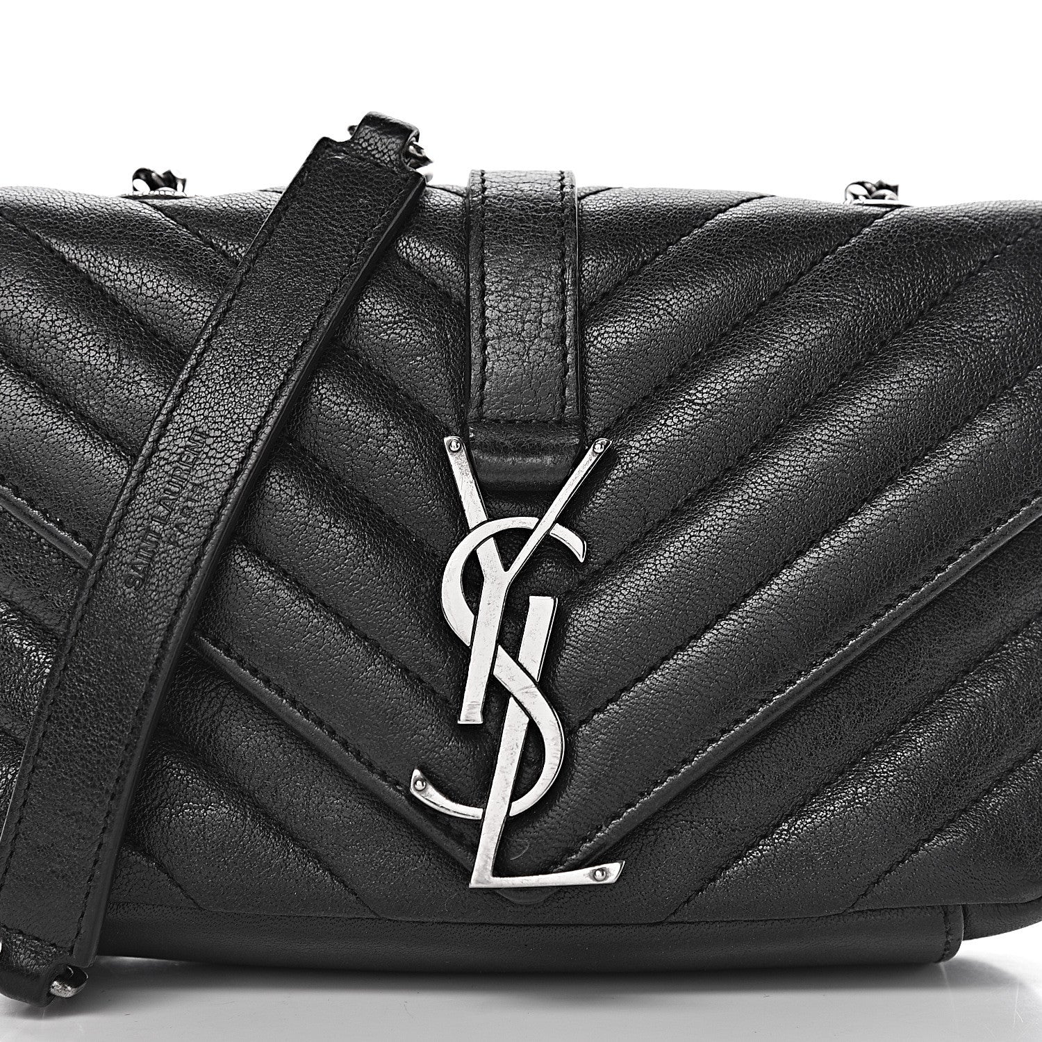 Saint Laurent Sheepskin Matelasse Chevron Monogram Classic Baby Chain Bag Black 16 of 16