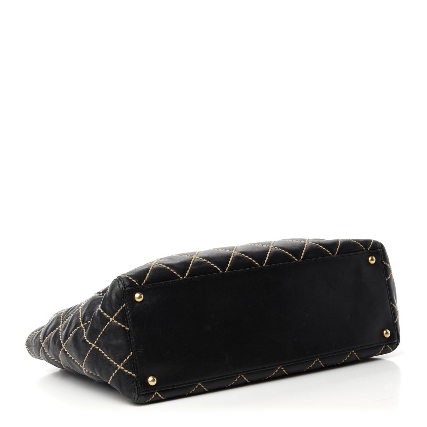 Calfskin Contrast Stitch Surpique Tote Black