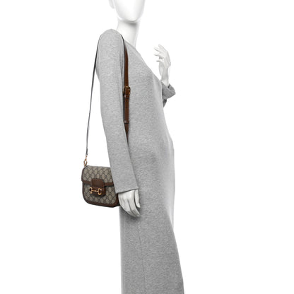 Gucci GG Supreme Monogram Web Mini Horsebit 1955 Shoulder Bag Beige Ebony Brown Sugar 2 of 10
