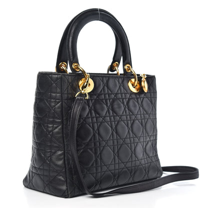 Christian Dior Lambskin Cannage Medium Lady Dior Black 3 of 13