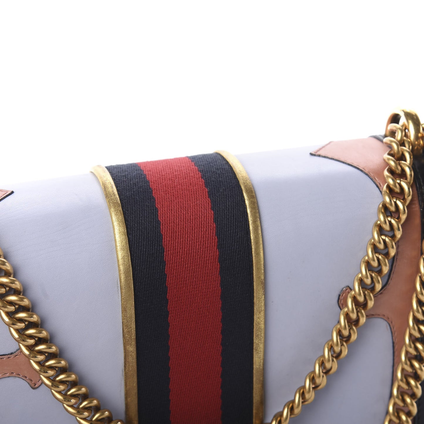 Calfskin Web Heart Medium GG Marmont Chain Handle Bag Black