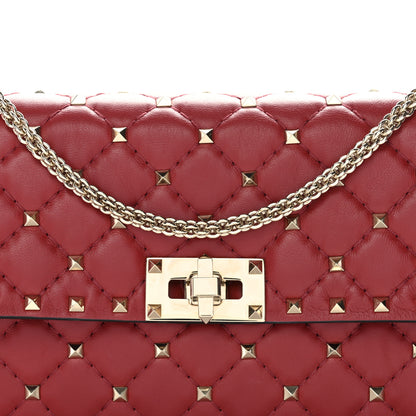 Valentino Garavani Lambskin Rockstud Spike Wallet on Chain Red 7 of 10