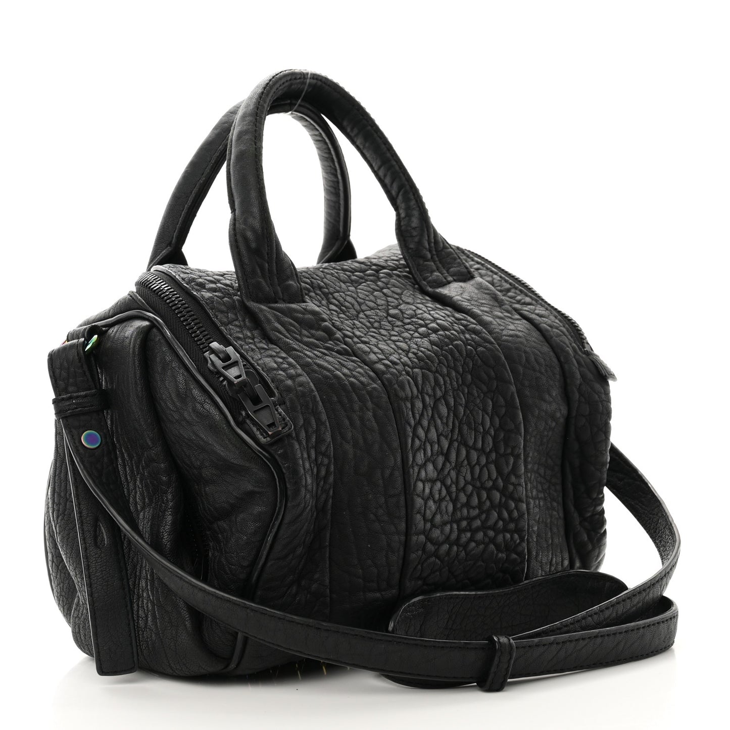 Pebbled Lambskin Rocco Matte Black Iridescent Hardware