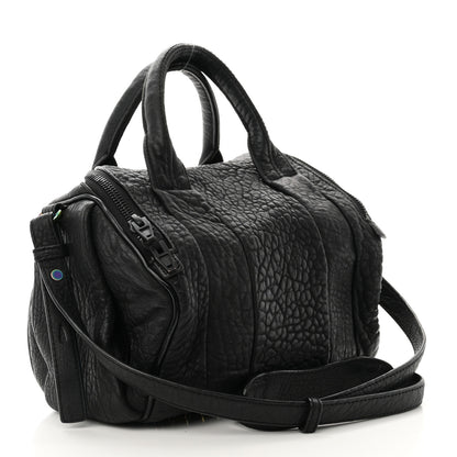 Alexander Wang Pebbled Lambskin Rocco Matte Black Iridescent Hardware 2 of 10