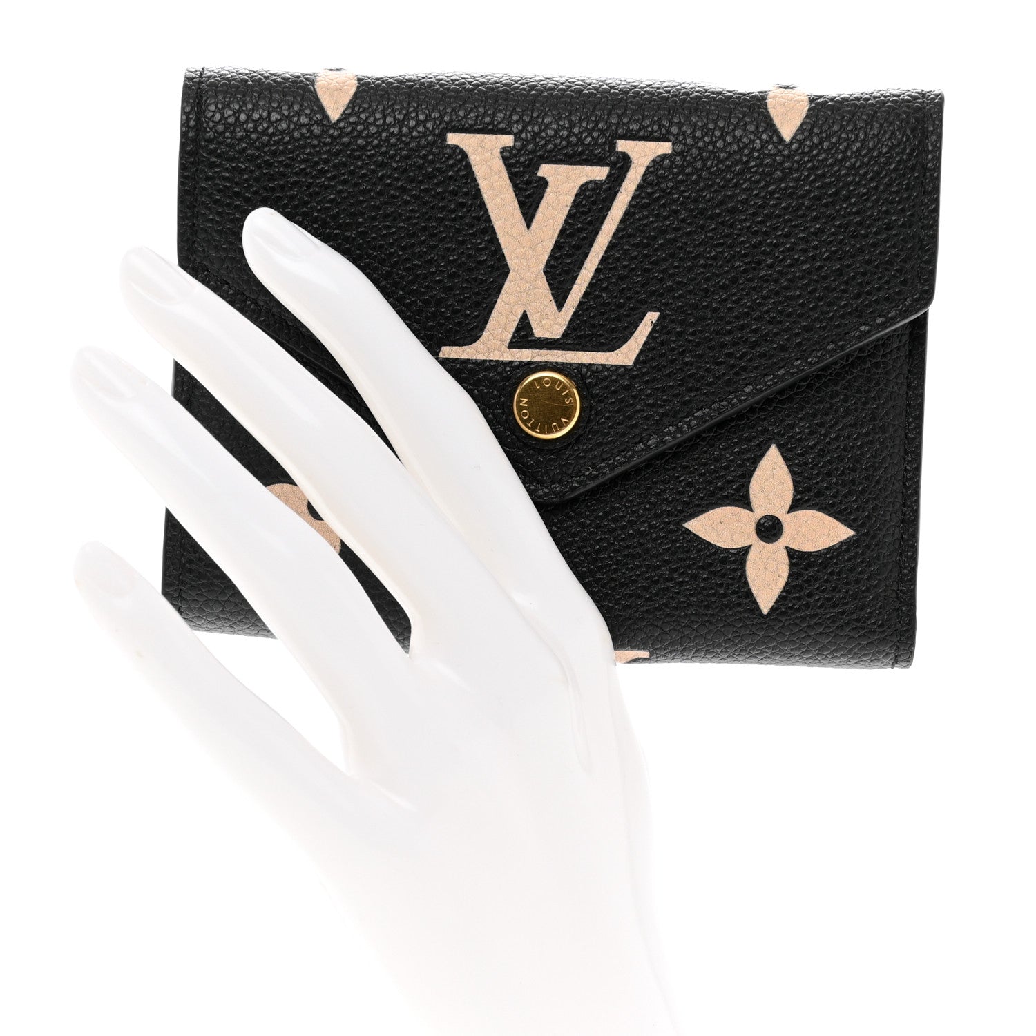 Louis Vuitton Empreinte Monogram Giant Victorine Wallet Black Beige 2 of 6