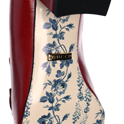 Gucci Goatskin Feline Ginger Loafer Pumps 37 Hibiscus Red Blue 6 of 8