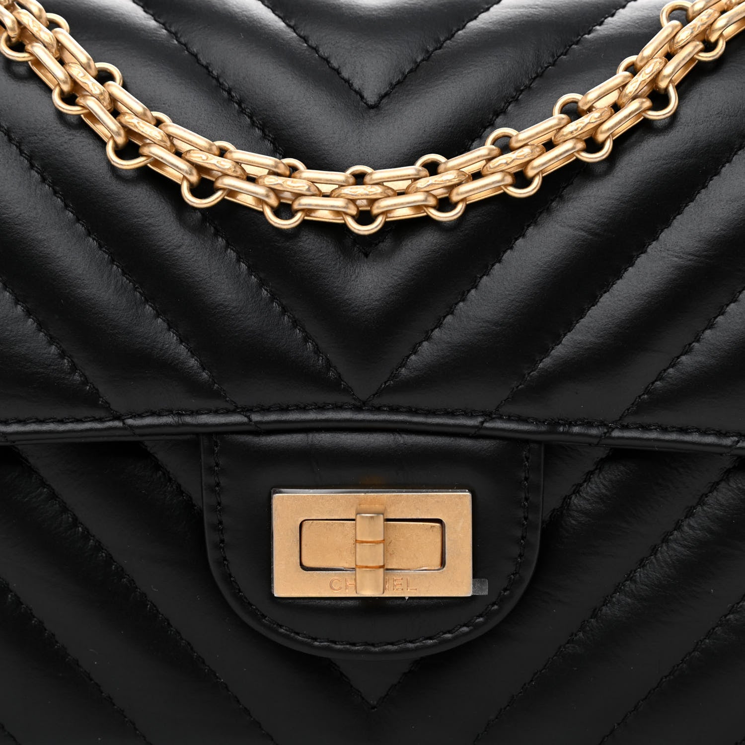 Chanel Aged Calfskin Chevron Quilted 2.55 Reissue Mini Flap Black 8 of 11