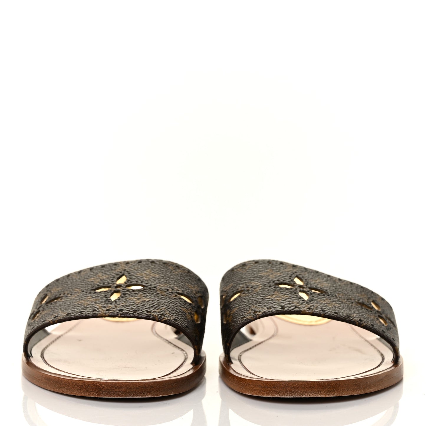 Monogram Lock It Flat Mules 38 GOld