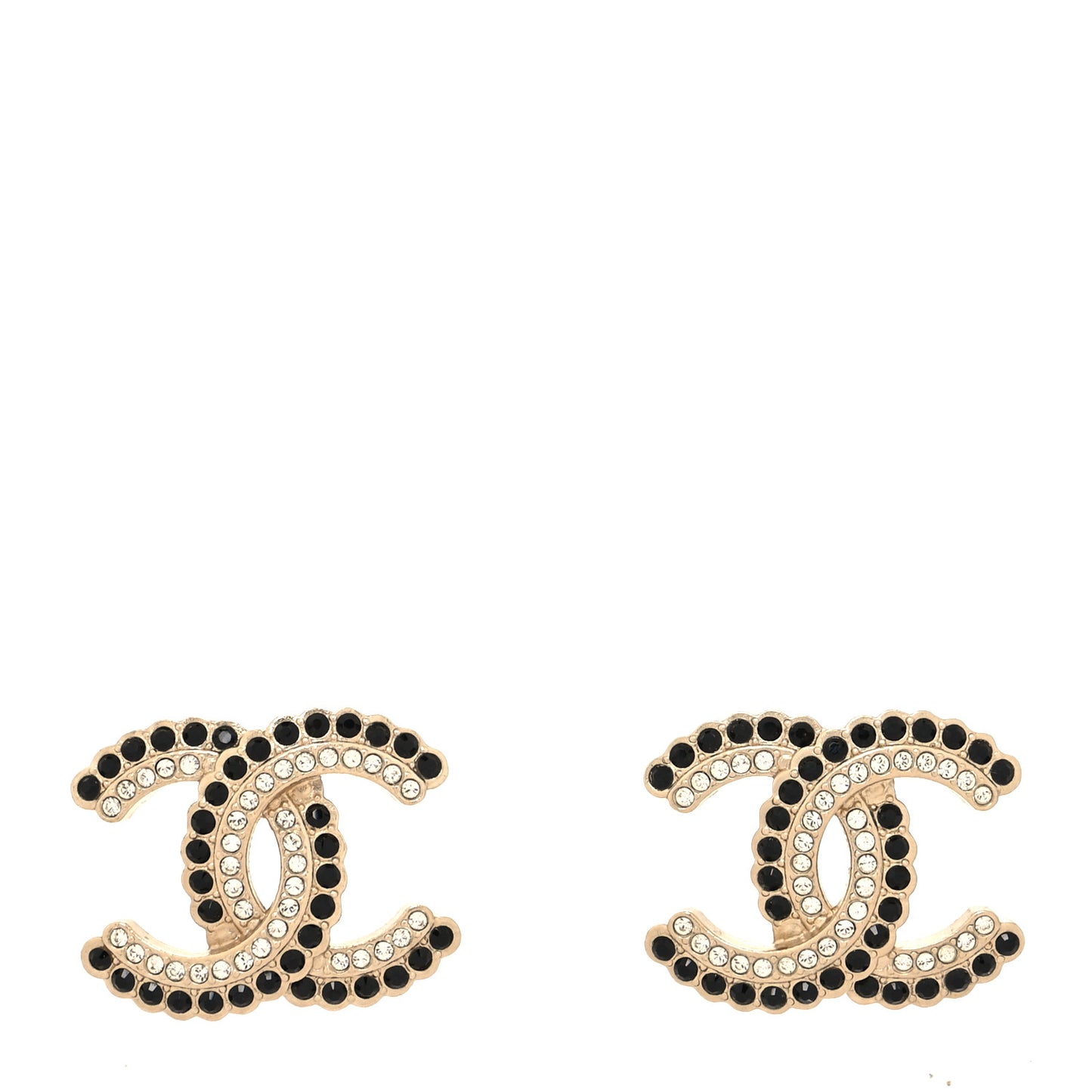 Crystal CC Earrings Black Gold