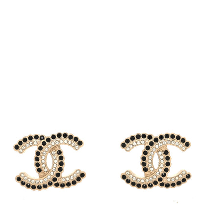 Chanel Crystal CC Earrings Black Gold 1 of 4