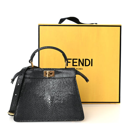 Fendi Stingray Shiny Nappa Petite Peekaboo I SEE U Satchel Black 9 of 9