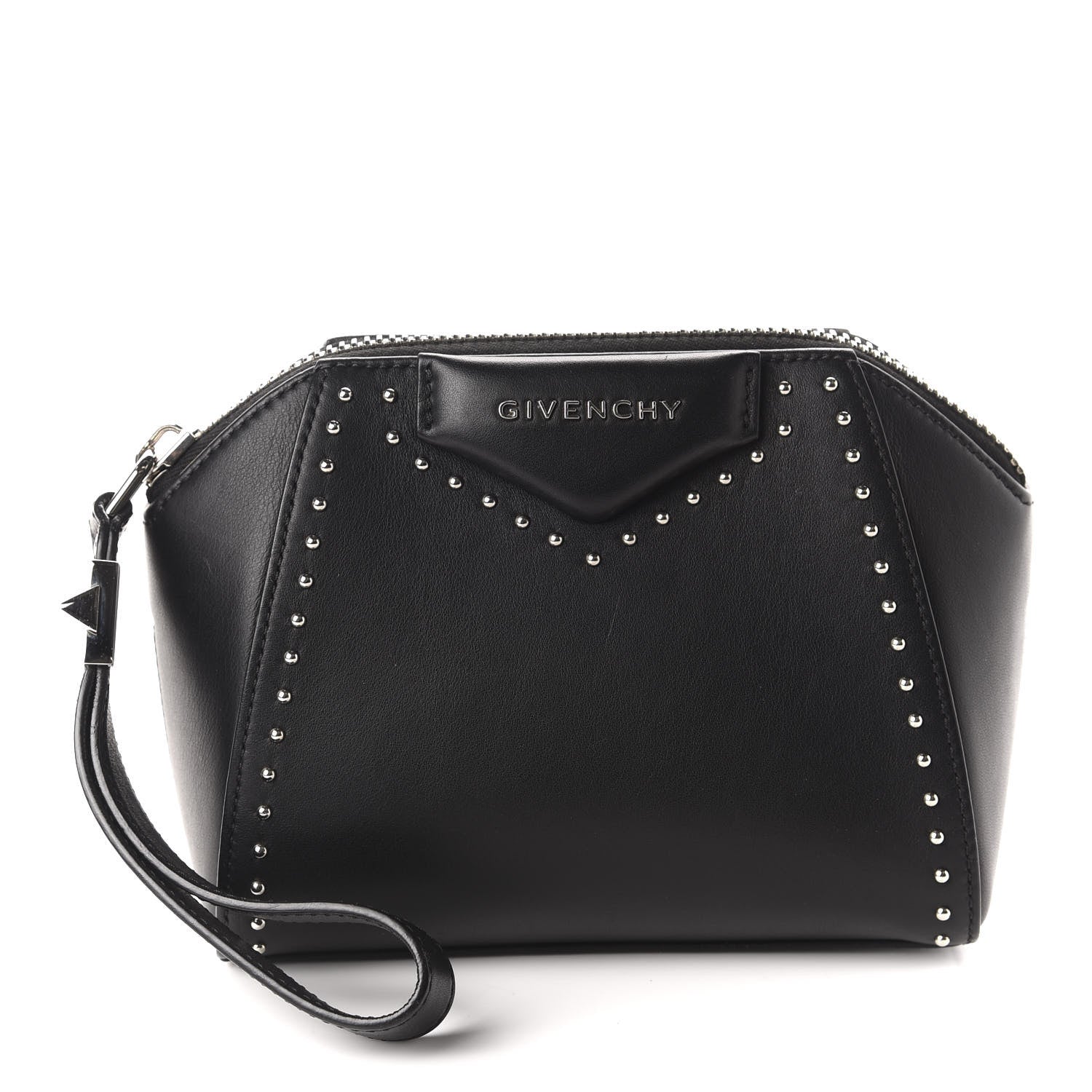 Givenchy Calfskin Small Studded Antigona Beauty Wristlet Black 1 of 8