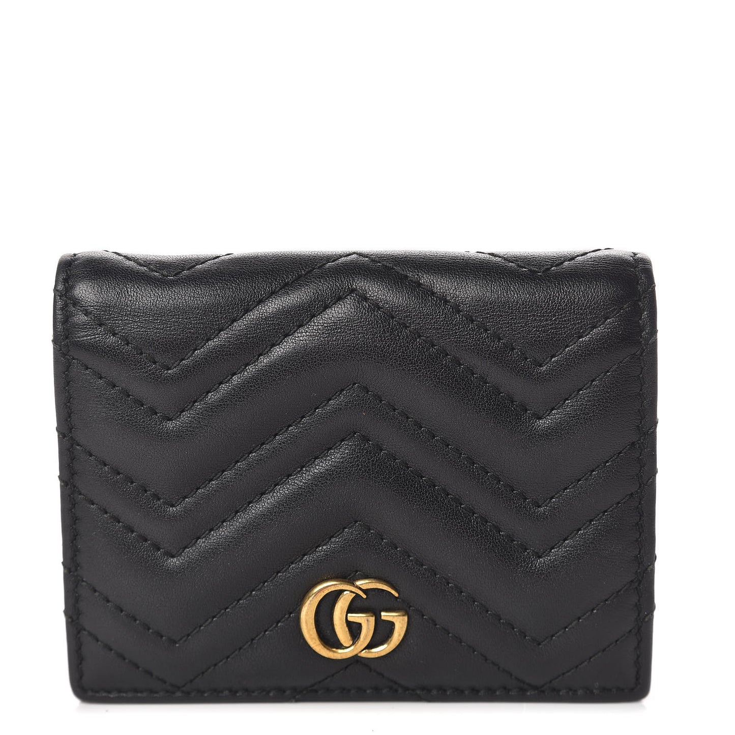 Calfskin Matelasse GG Marmont Card Case Black