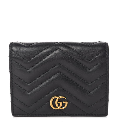 Gucci Calfskin Matelasse GG Marmont Card Case Black 1 of 11