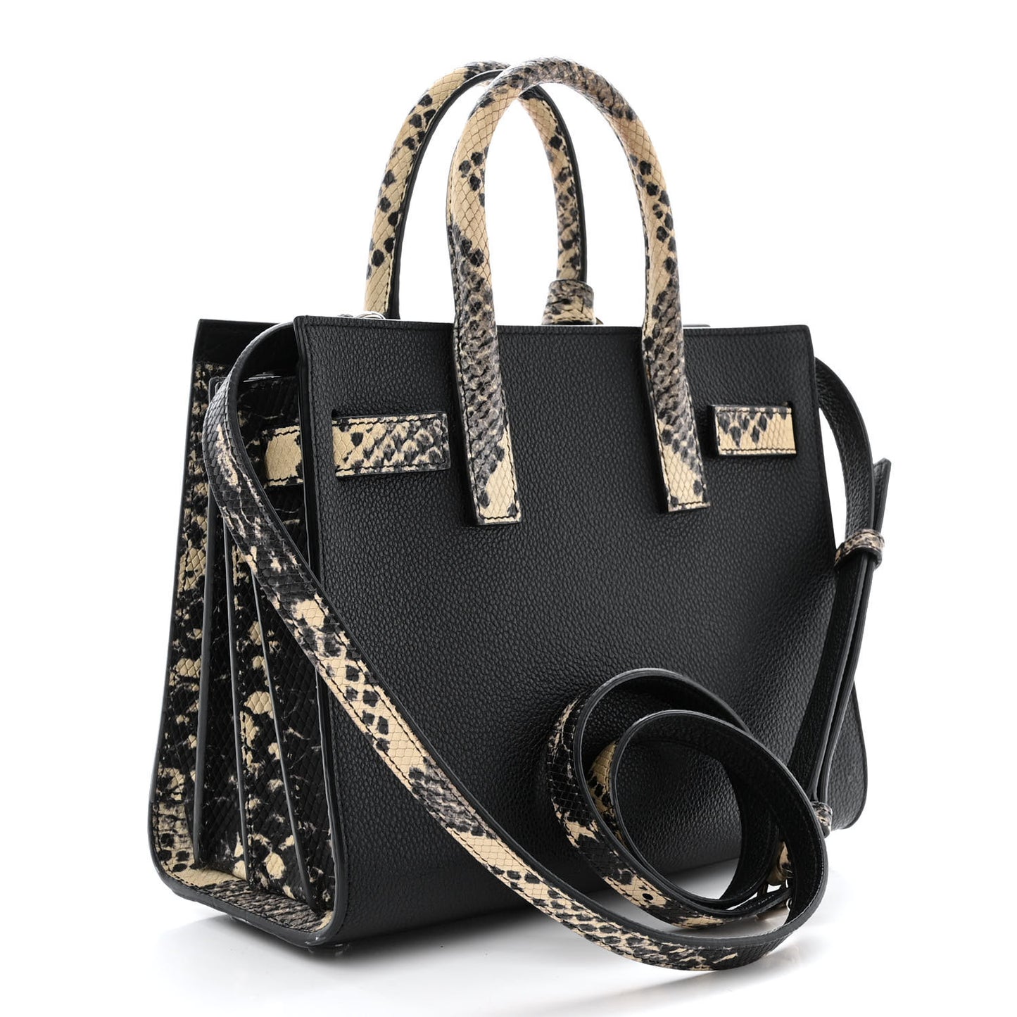 Grained Calfskin Python Embossed Nano Sac De Jour Black
