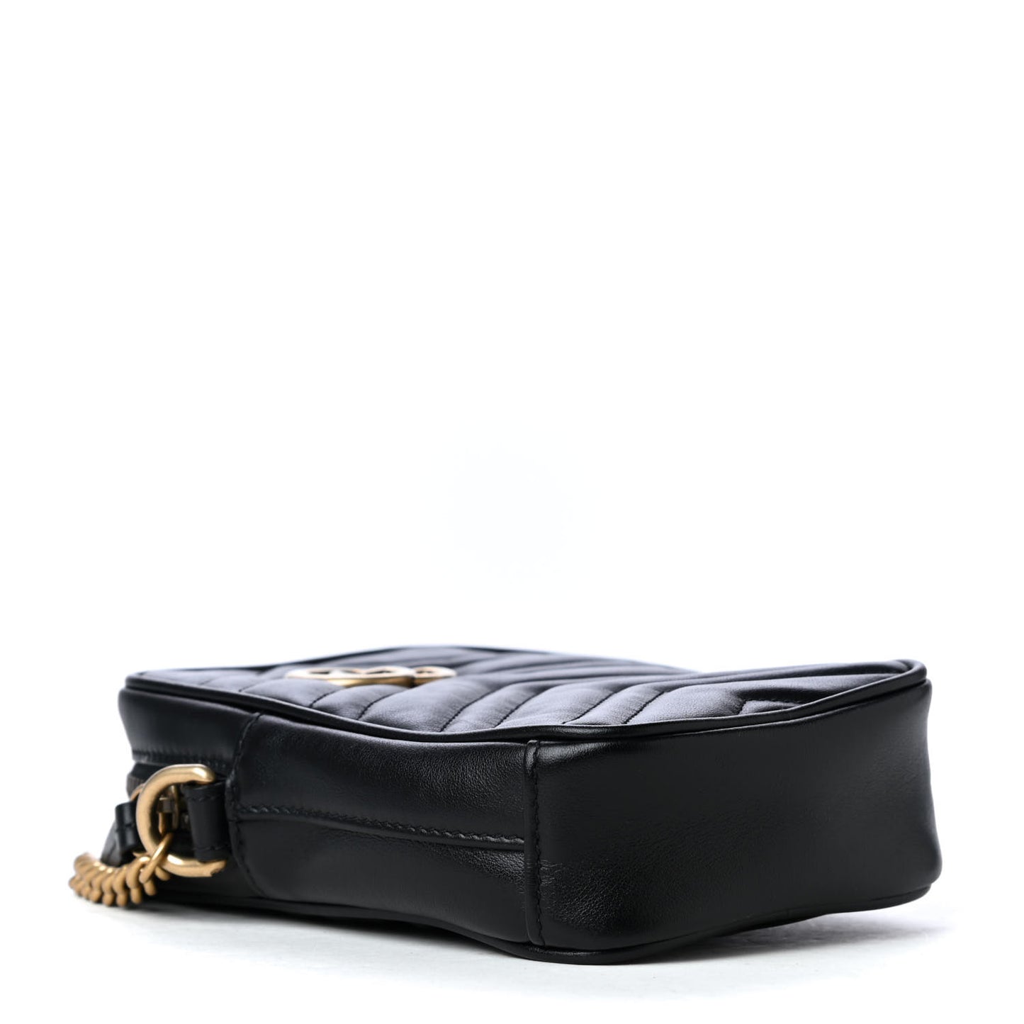 Calfskin Matelasse Mini GG Marmont Crossbody Bag Black