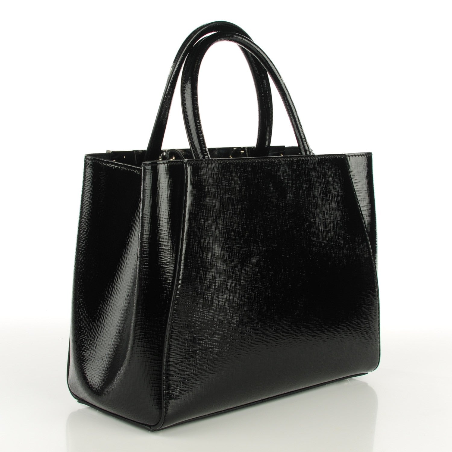 Fendi Patent Vitello Elite Petite 2Jours Tote Black 3 of 9