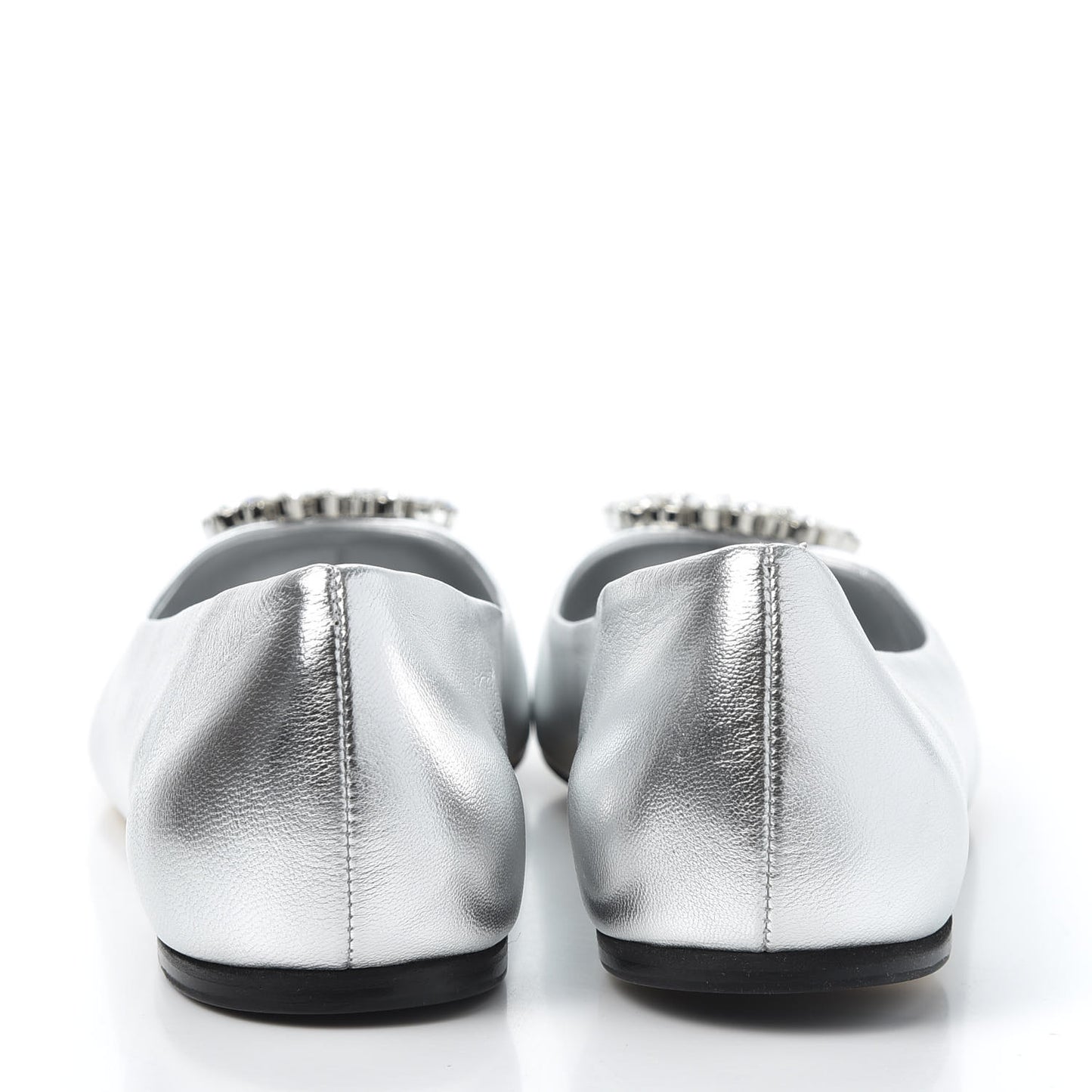 Metallic Nappa Silk Crystal Interlocking G Ballet Flats 39 Argento