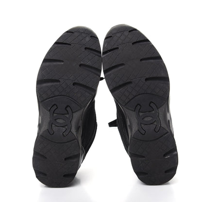 Chanel Toile Suede Calfskin CC Sneakers 35.5 Black 6 of 15