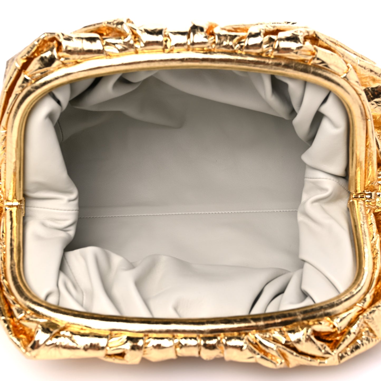 Metallic Crinkled Lambskin The Pouch Oversized Clutch Oro