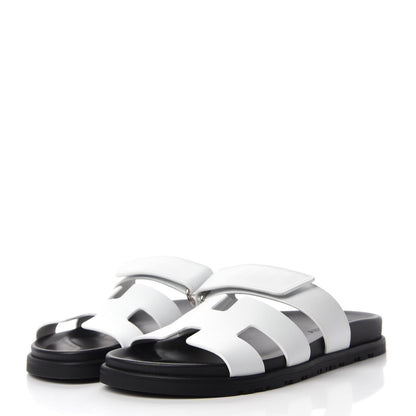 Hermes Calfskin Womens Chypre Sandals 38 White 3 of 9