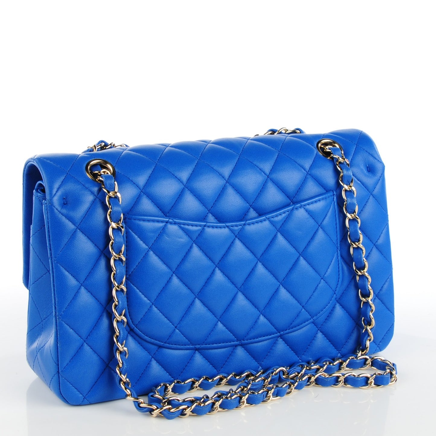 Lambskin Quilted Medium Double Flap Blue