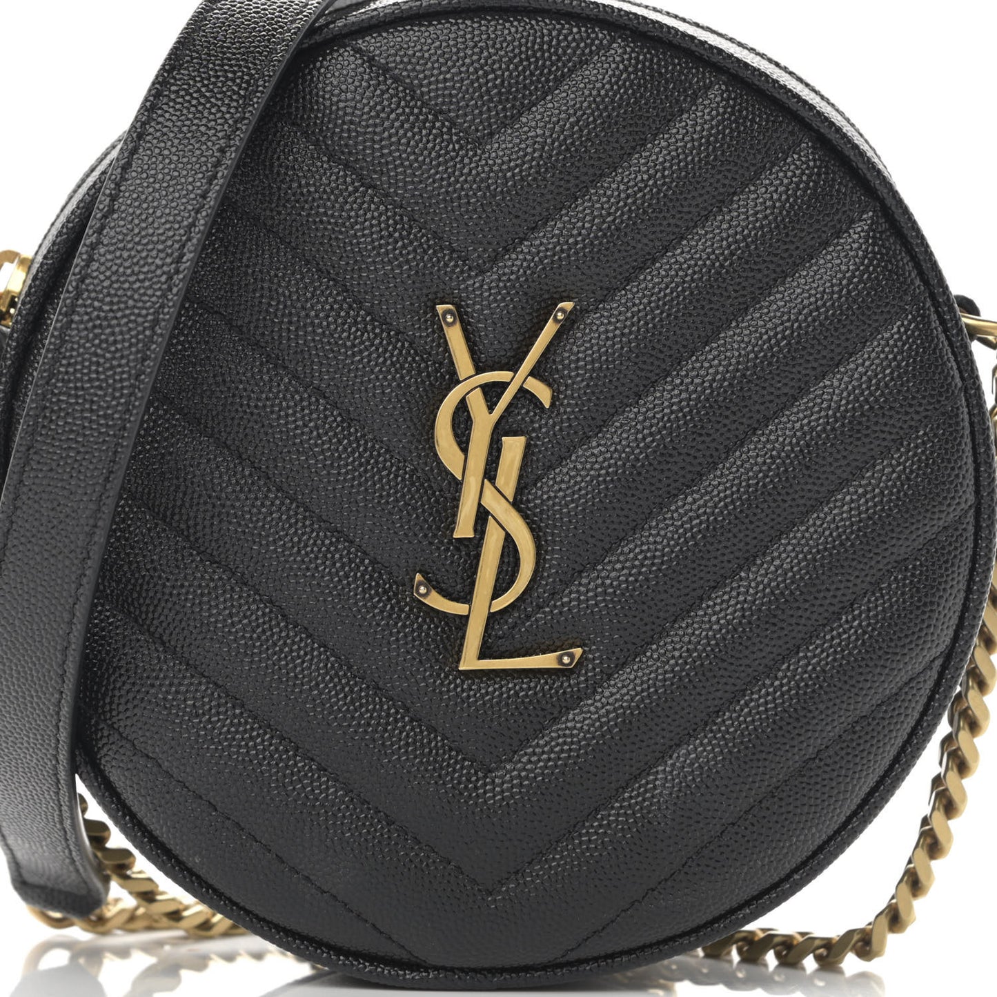 Grain De Poudre Matelasse Chevron Quilted Round Vinyle Camera Bag Black