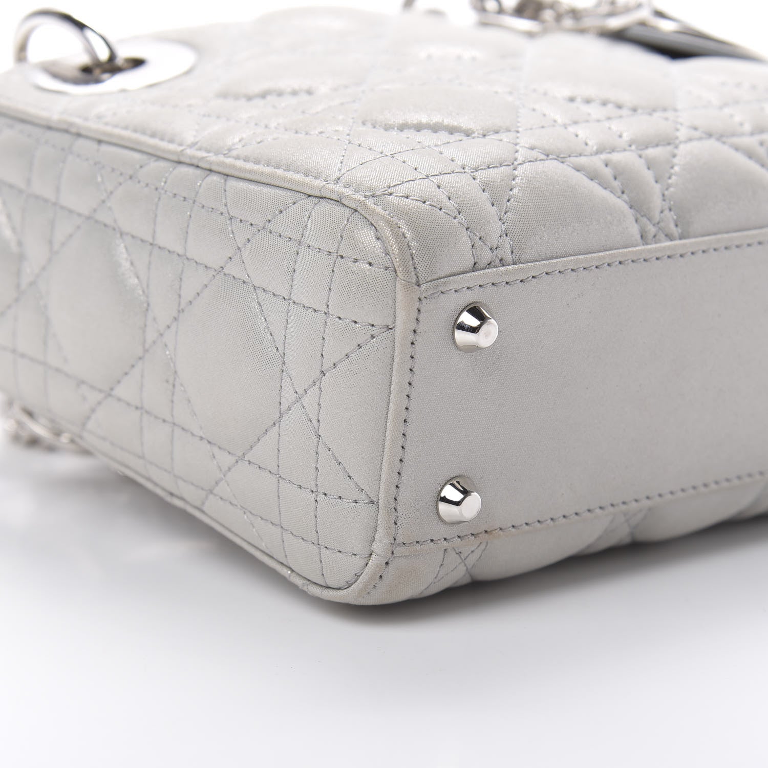 Christian Dior Metallic Lambskin Cannage Mini Lady Dior Silver 9 of 13
