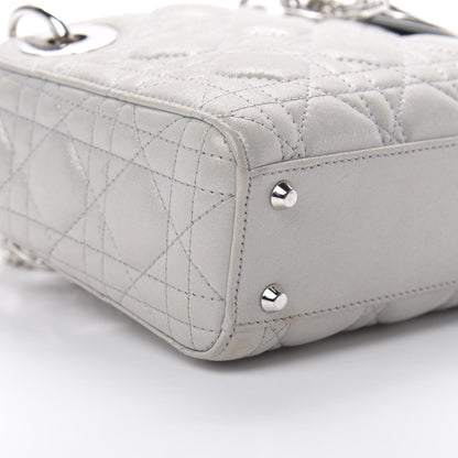Christian Dior Metallic Lambskin Cannage Mini Lady Dior Silver 9 of 13