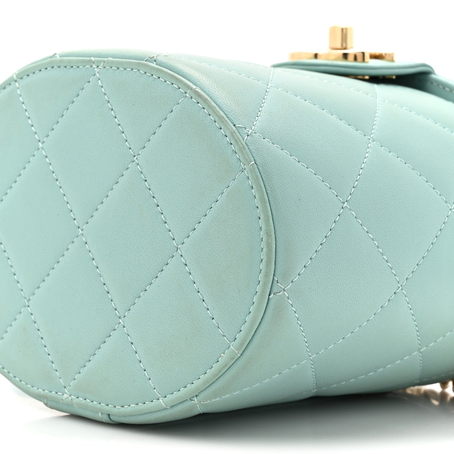 Chanel Lambskin Resin Elegant Chain Vanity Case Light Blue 10 of 14