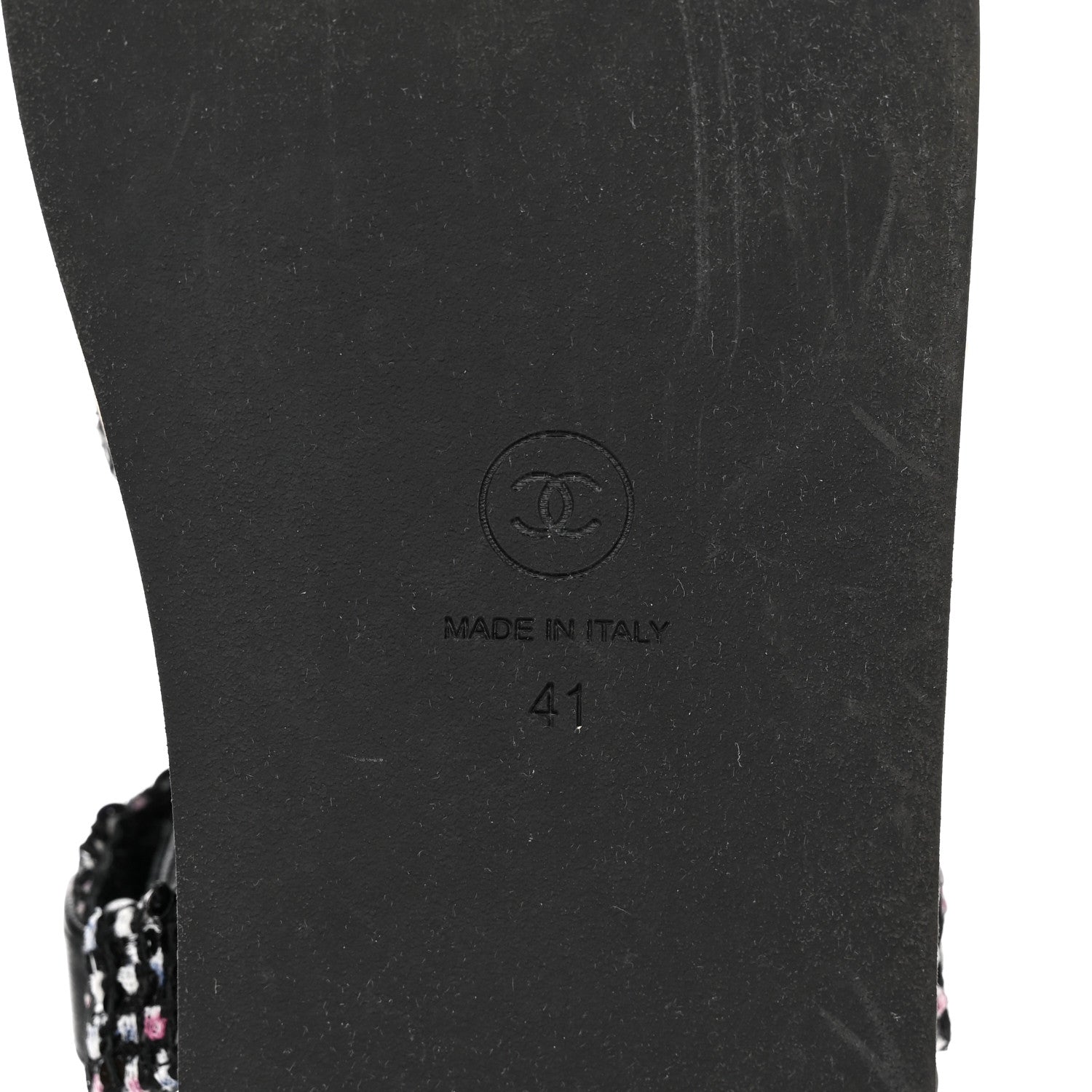 Chanel Tweed Lambskin Crystal CC Sandals 41 Black Multicolor 6 of 9