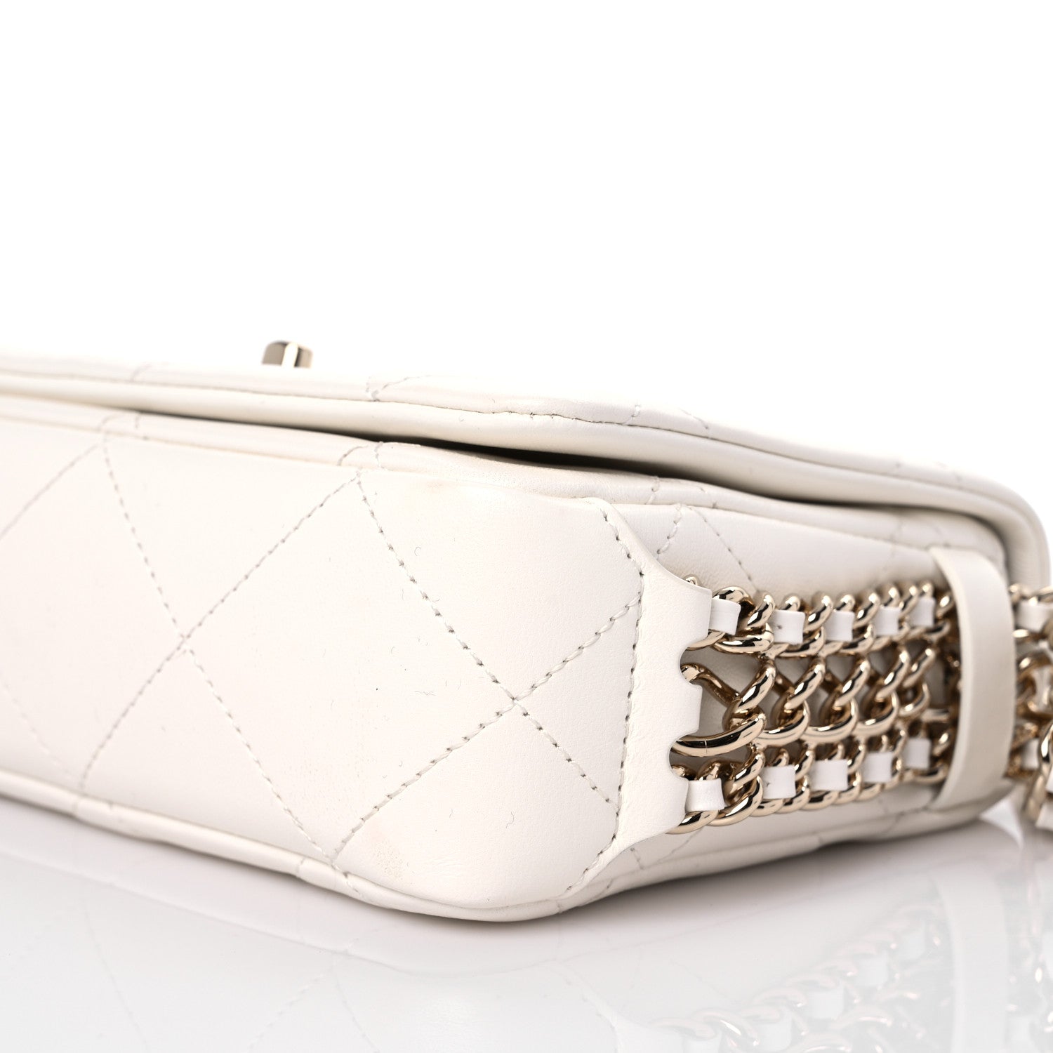 Chanel Lambskin Quilted Mini Chain Rows Flap White 8 of 9