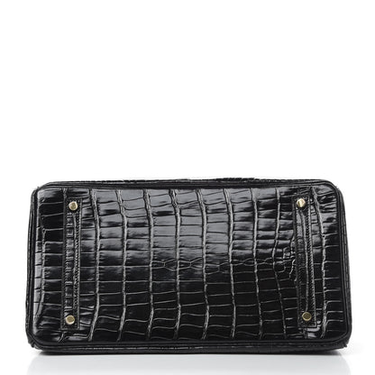 Hermes Shiny Porosus Crocodile Birkin 35 Black 6 of 41