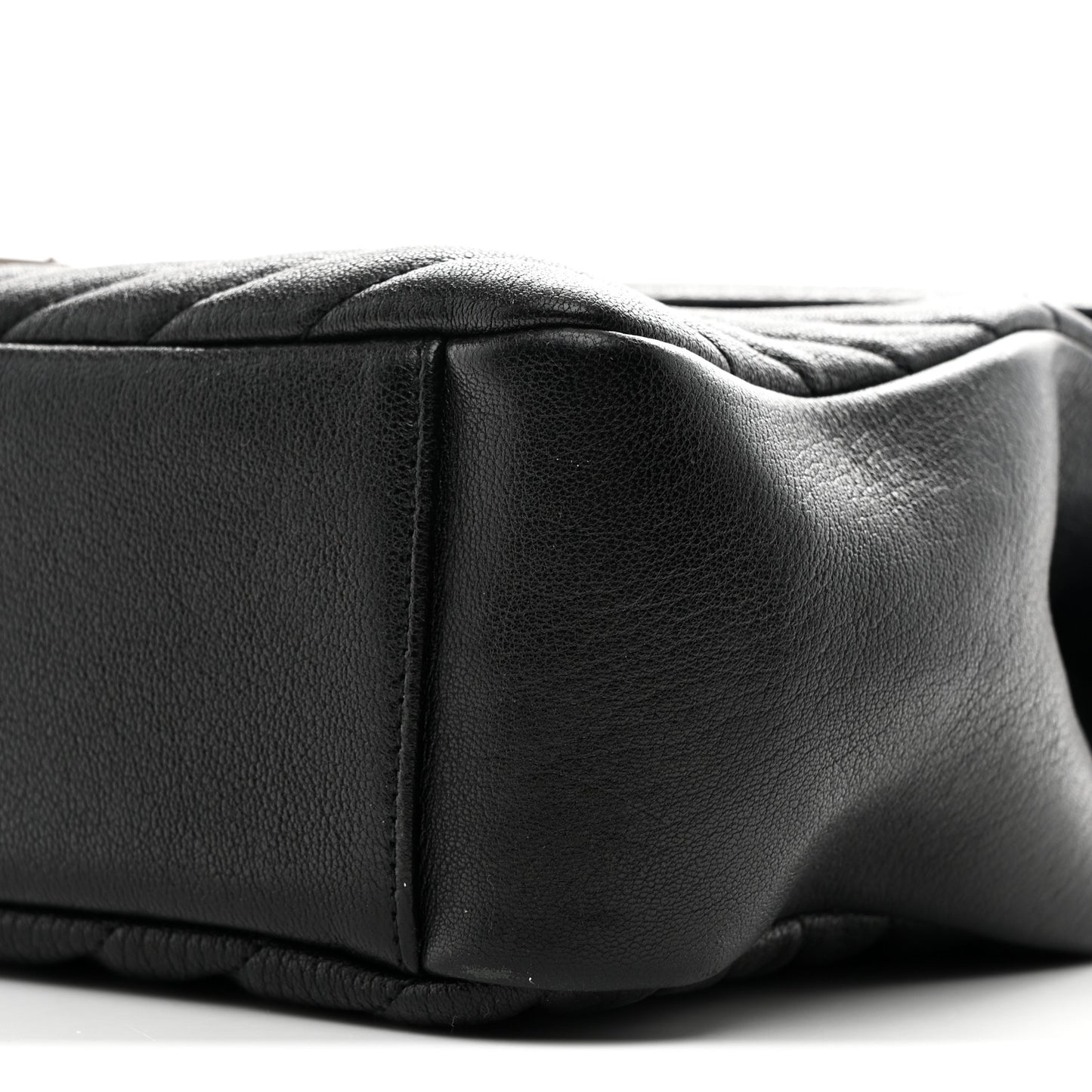 Sheepskin Matelasse Chevron Monogram Large College Satchel Black
