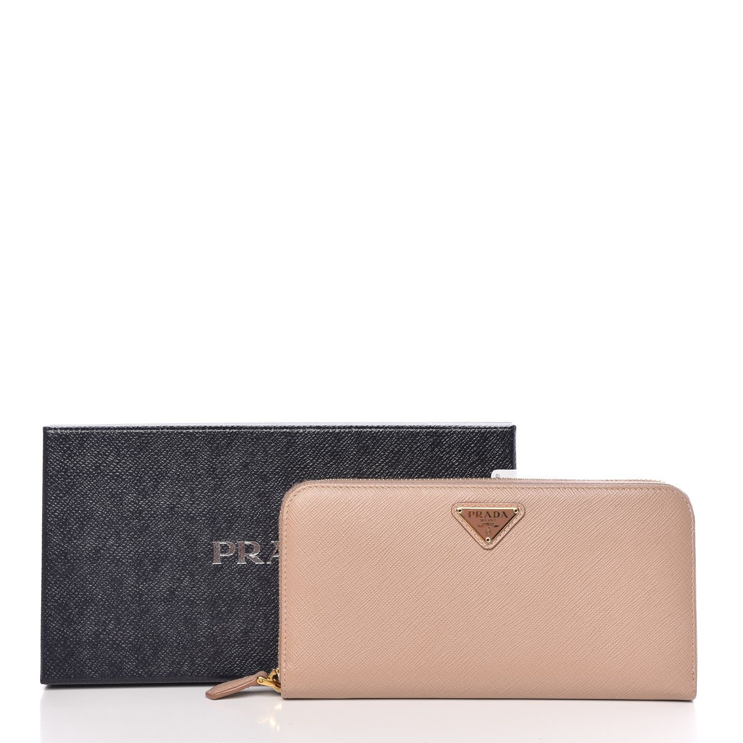 Prada Saffiano Triangle Zip Around Wallet Cammeo 10 of 10