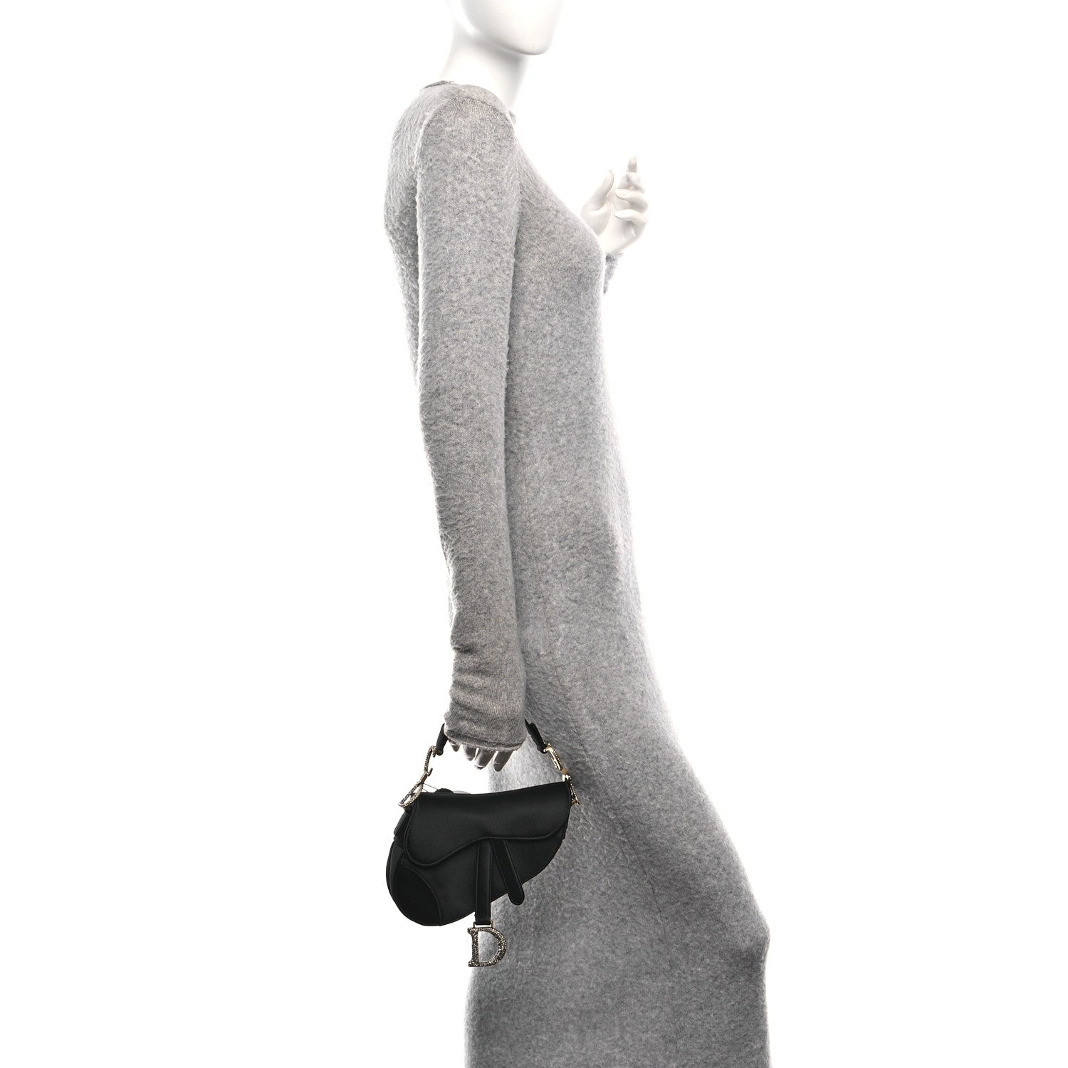 Christian Dior Satin Crystal Mini Saddle Bag Black 2 of 9
